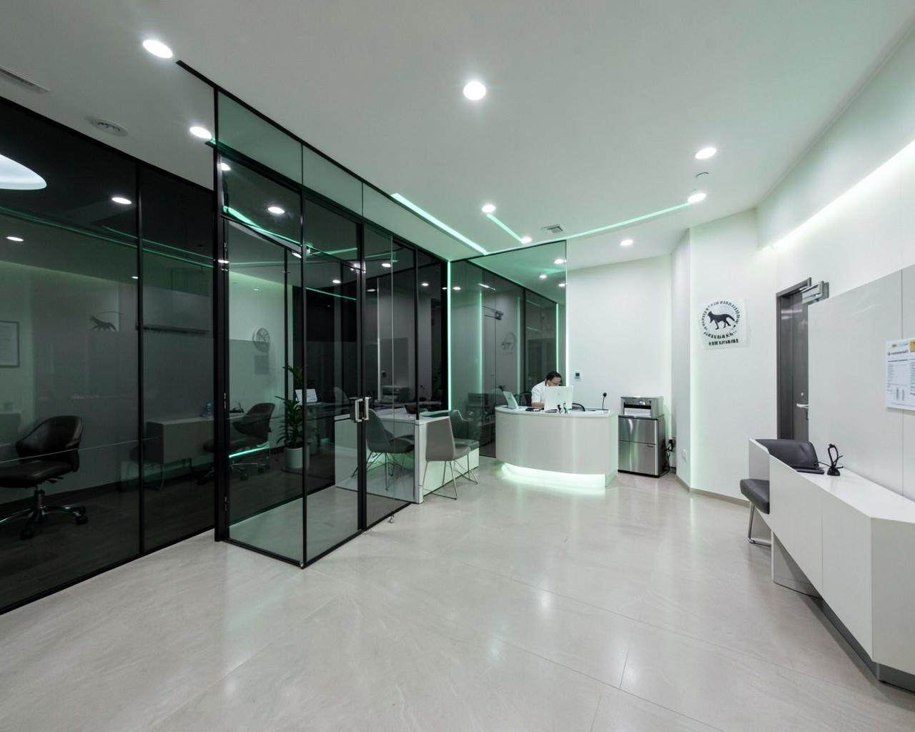 Interior moderno da clínica DayCare Pet Vet